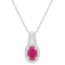 6x4mm Oval Ruby 1/8 ctw Diamond Rhodium Over Sterling Silver Halo
Pendant with Chain