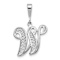 Rhodium Over 14k White Gold Solid Polished Script Filigree Textured
Letter W Initial Pendant