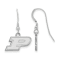 Rhodium Over Sterling Silver LogoArt Purdue Extra Small Dangle Wire Earrings