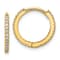 14K Yellow Gold Polished Cubic Zirconia 1.25mm Hinged Huggie Hoop Earrings