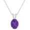 10x8mm Oval Amethyst With Diamond Accents Rhodium Over Sterling Silver
Pendant with Chain
