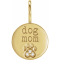 14K Yellow Gold 0.01ctw Diamond Accent Dog Mom Paw Print Charm Pendant.