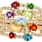 Multi-Gemstone Multi-Row Band Ring In 18K Gold Over Sterling Silver 1.93ctw