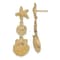 14K Yellow Gold Textured Starfish, Sand Dollar and Scallop Shell Dangle Earrings