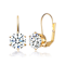 CZ Solitaire Drop Earrings In 14K Gold Over Sterling Silver