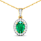 1.0ctw 14K Yellow Gold Zambian Emerald and White Diamond Pendant with 18
inch Cable Chain