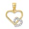 10k Yellow Gold and Rhodium Over 10k Yellow Gold Cubic Zirconia Heart in
Heart Pendant