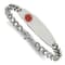 Stainless Steel Polished with Red Enamel 8.5-inch Medical ID Bracelet