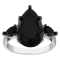 Sterling Silver Pear Shape Black Spinel Ring 7.0ctw