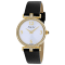 Mathey Tissot Women's Gaia White Dial, Yellow Bezel, Black Leather Strap Watch