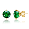 Emerald Color CZ Stud Earrings In 14K Gold Over Brass