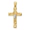 14K Yellow Gold with White Rhodium Cross with Rosary Pendant