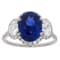 Oval Blue Sapphire and White Diamond Platinum Ring. 4.80 CTW