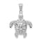 Rhodium Over 14K White Gold Diamond-cut Polished Sea Turtle Pendant