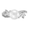 8mm Button White Freshwater Pearl and White Sapphire Sterling Silver Ring