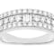 Lab-Grown Diamond Round And Baguette Multi-Row Band Ring In Sterling
Silver 1.00ctw