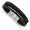 Black Leather and Stainless Steel Brushed and Polished IP Plated with
0.5-inch Extension Bracelet