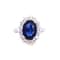 3.73 Ctw Blue Sapphire and 1.16 Ctw White Diamond Ring in 14K WG
