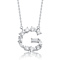 Initial G Mixed Cut CZ Pendant Necklace In Sterling Silver 18 Inch