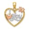 14k Tri-color Gold I LOVE YOU Heart with Butterfly Pendant