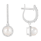 6mm Cultured Freshwater Pearl 1/3 ctw Diamond Rhodium Over Sterling
Silver Halo Dangle Earrings