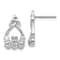 Rhodium Over 14k White Gold Diamond Claddagh Stud Earrings