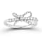 Rachel Zoe CZ Dainty Bow Ring in Rhodium Over Sterling Silver