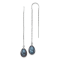 Rhodium Over 14K White Gold 7-8mm Black Teardrop Freshwater Cultured
Pearl Threader Earrings