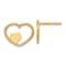 14K Yellow Gold Open Heart with Small Heart Post Earrings