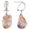Large Pink Freshwater Pearl Earrings In Sterling Silver