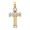 14K Two-tone Gold  Textured Latin Cross Pendant