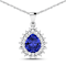 3.25ctw 14K White Gold Tanzanite and White Diamond Pendant with 18 inch
Cable Chain