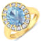 3.32ctw Blue Aquamarine and Diamond 14K Yellow Gold Halo Ring