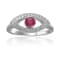 Ruby with Moissanite Accents Rhodium Over Sterling Silver Evil Eye Halo Ring