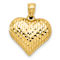 14k Yellow Gold 3D Polished and Textured Heart Pendant