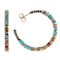 Turquoise And Spiny Oyster Shell Hoop Earrings In 18K Gold Over Brass