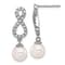 Rhodium Over 14K White Gold 7-8mm White Akoya Cultured Pearl and 0.40ctw
Diamond Post Earrings