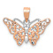 14K Two-tone Gold  Diamond-Cut Butterfly Pendant