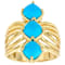 Turquoise Three-Stone Ring In 18K Gold Over Sterling Silver