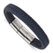 Navy Blue Leather and Stainless Steel Polished 7.75-inch with 0.5-inch
Extension Bracelet