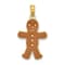 14K Yellow Gold Enameled Gingerbread Man Charm Pendant