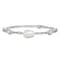 Rhodium Over Sterling Silver Cubic Zirconia and Pearl Link with
0.75-inch Extension Bracelet
