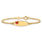 14k Yellow Gold Polished Kids ID with Red Enameled Heart Bracelet