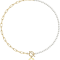 14K Gold Over Brass Initial Pearl Simulant Link Chain Necklace Letter O