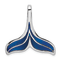 Rhodium Over Sterling Silver Polished Enameled Blue Whale Tail Slide Pendant