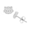 White Cubic Zirconia Rhodium Over Sterling Silver Children's Cat
Earrings 0.32ctw