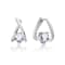 Heart Shape CZ Huggie Earrings In White Rhodium Over Brass