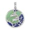 Rhodium Over Sterling Silver Polished Enameled Dolphins Pendant