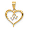 14k Yellow Gold Two Cubic Zirconia Cut-out Heart Pendant
