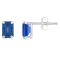 6x4mm Emerald Cut Lab Created Sapphire Rhodium Over 10k White Gold Stud Earrings